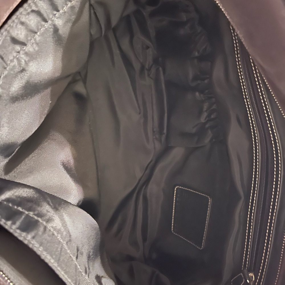 Coach Large Tote Black Leather Nylon Shoulder Bag Diaper Bag - Picture 7 of 8